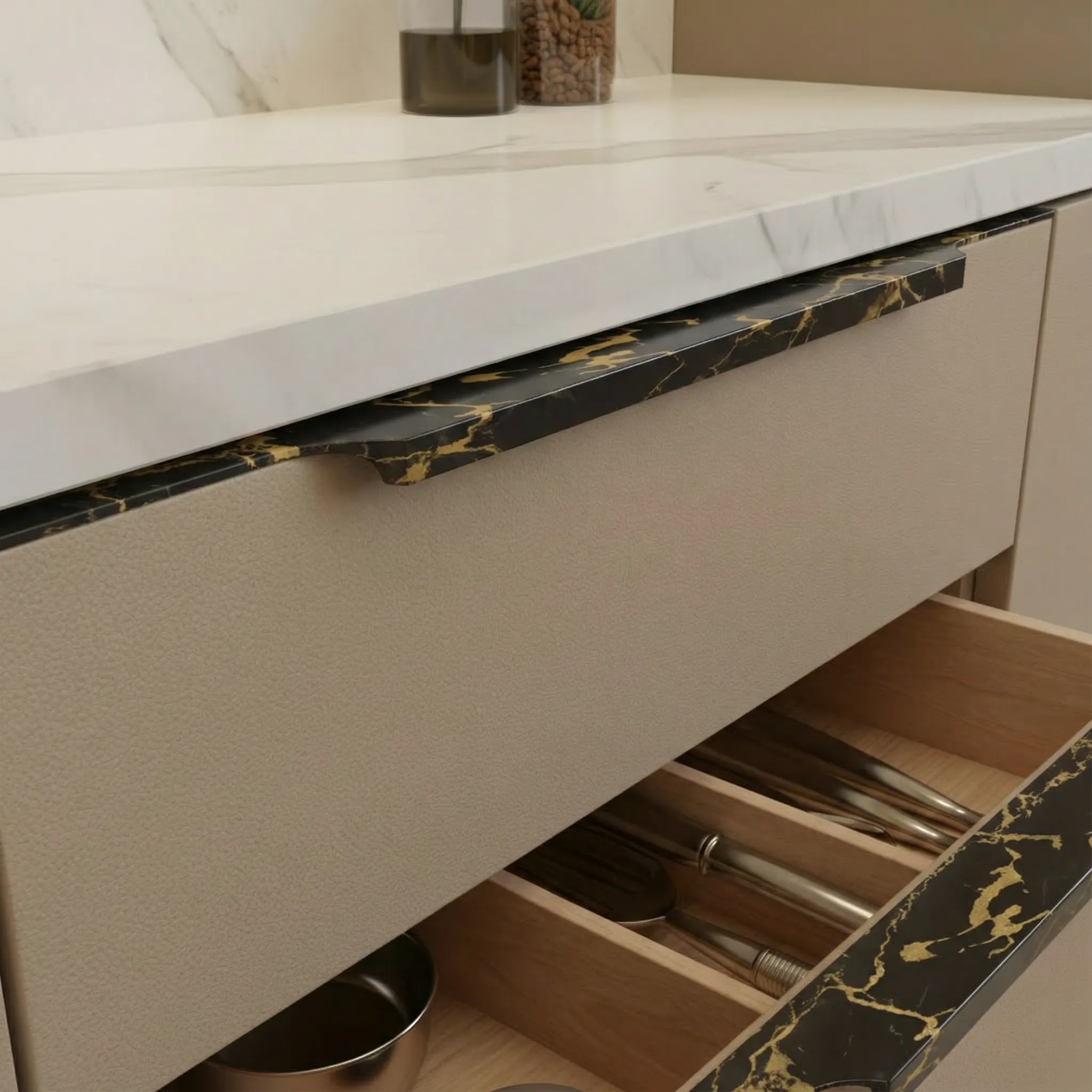 RB 301 - Luxury Aluminium L Cut Marble Kitchen Profile Handle