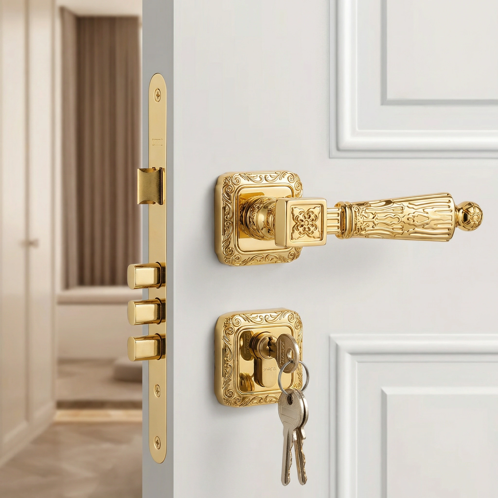 Zinc Traditional Rose Mortise Door Handle – M 222 | Premium Architectural Hardware