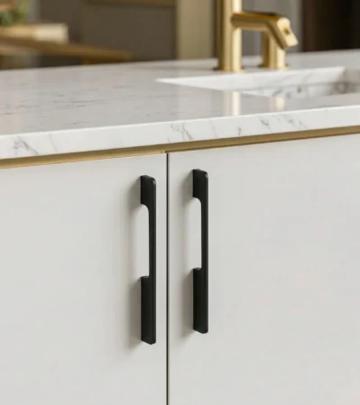 Stylish aluminum cabinet handle in matte Black finish for modern interior Furniture