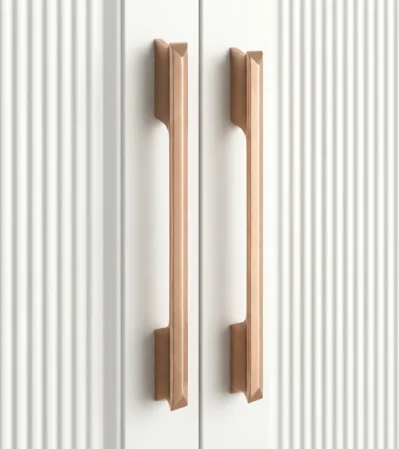 Contemporary aluminum cabinet handle polished rose gold look