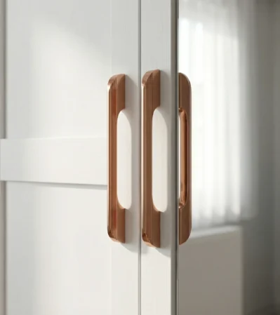 Contemporary Aluminum Cabinet Handle for furniture with vertical design in Rose Gold finish